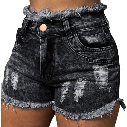 Summer Hot Shorts Womens Fashion High-waist Denim Shorts Burrs Holes Bull-puncher Knickers Casual Jean Shorts Джинсовые Шорты