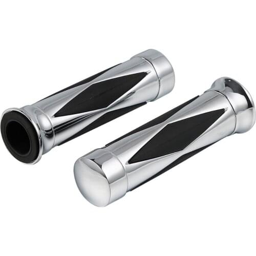 Chrome Motorcycle 1" 25mm Handlebar Hand Grips For Harley Yamaha Suzuki Honda