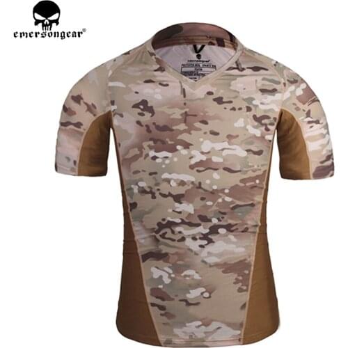 EMERSONGEAR Skin Tight Base Layer Camo Running Shirts Military Hunting Tactical Shirt Breathable Short Sleeve Multicam EM9167