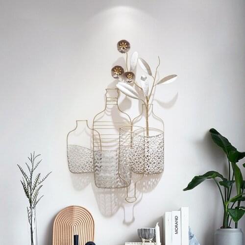 Ins Style Living Room Three-dimensional Creative Home Wrought Iron Wall Decoration Retro Nostalgic Flower Background Pendant