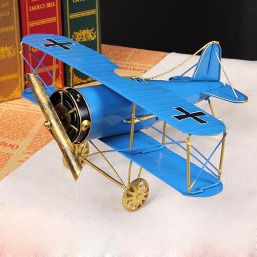 Creative Home Decoration Iron Model Knick-knacks Vintage Tin Airplane German WWI Model Red Interior Living room Decoration