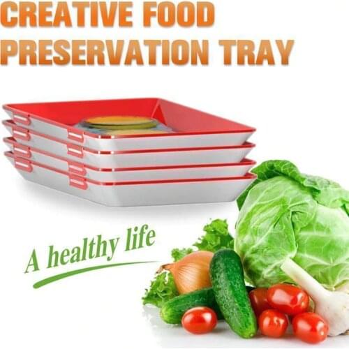 Rectangular Creative Food Preservation Tray Stackable Food Fresh Tray Magic Elastic Fresh Tray Reusable Food Storage Container