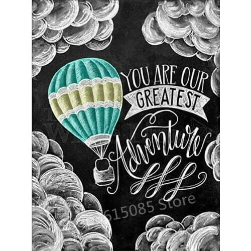 MHD full square diy blackboard hot air balloon diamond painting 3d mosaic cross stitch rhinestone artwork 20x25cm home decor