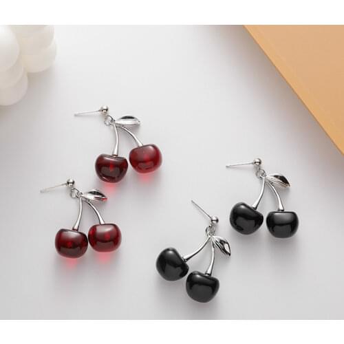 Sweet Temperament Girly Cherry Earrings, Small Fresh Fruit Design, Simple and Fashionable Earrings, Gifts for Girls