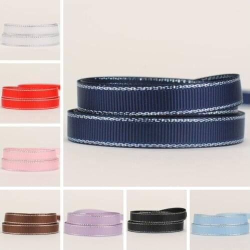 New arrivals 3/8" 9 mm sliver side solid color ribbon print grosgrain tape ribbon