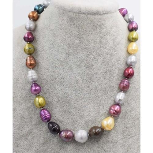 Freshwater pearl multicolor egg 9-14mm necklace 17inch wholesale bead discount gift hot