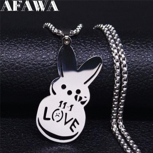 AFAWA 2021 Sad for love Silver Color Stainless Steel Statement Necklace for Women Jewelry collar acero inoxidable mujer N4209S01