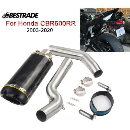 Motorcycle Full Exhaust System Front Middle Connector Link Pipe Header Tube Slip Mufflers 51mm For Honda CBR600RR 2003-2020