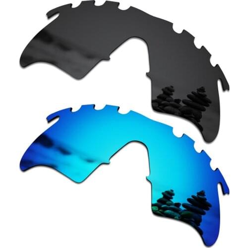 SmartVLT 2 Pieces Polarized Sunglasses Replacement Lenses for Oakley M Frame Heater Vented Stealth Black and Ice Blue