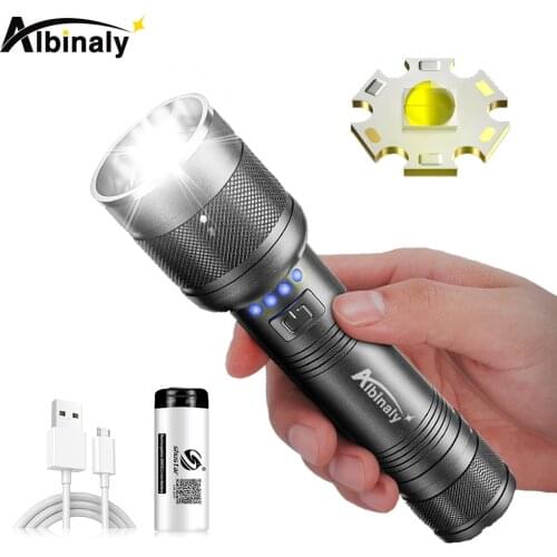 Portable 4 Core P50 LED Flashlight USB Rechargeable 18650 Torch Zoomable Camping Lantern Powerful Waterproof Bicycle light