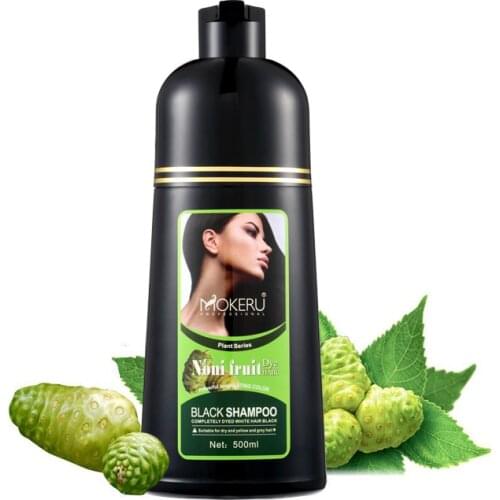 Dropshipping Wholesale Mokeru Organic Natural Permanent Fast Black Hair Coloring Black Hair Dye Shampoo for Covering White Hair