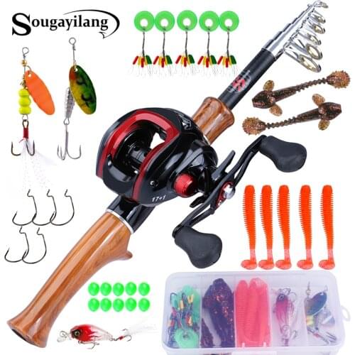 Sougayilang 1.6m Fishing Rod and Reel Combo Carbon Fiber Casting Fishing Rod and 17+1 BB 7.1:1 Gear Ratio Casting Fishing Reel