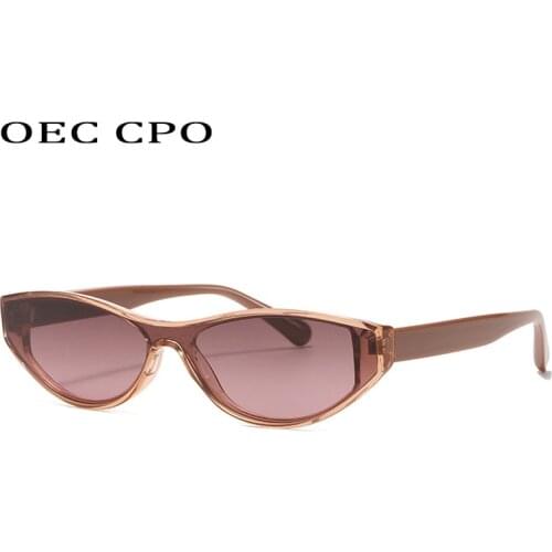 OEC CPO Fashion Small One Piece Sunglasses Women Vintage Cat eye Sun Glasses For Female Brand Unique Punk Shades UV400 Oculos