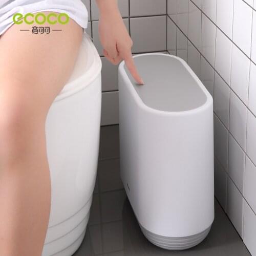 Modern style Simple extrusion toilet trash can with cover household creativity Nordic large toilet trash can narrow paper basket