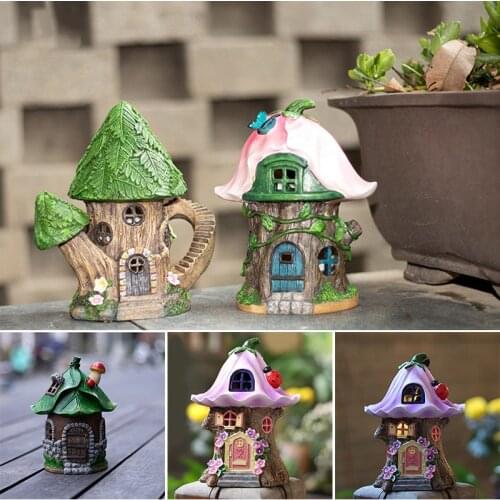 Outdoor Decorations Crafts Solar House Lights Balcony Decoration Courtyard Garden Layout Resin Crafts Decorations