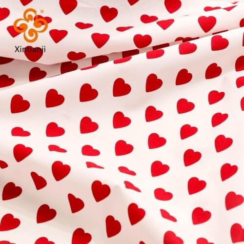 High Quality Red Heart-shaped Sweetheart Printed Poplin Fabric DIY Material 45*143cm TJ1617