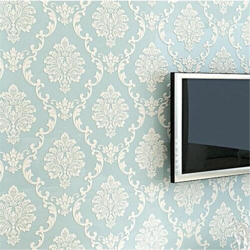 Wellyu European Style Luxury 3D Non-woven Wallpaper Bedroom Living Room Television Background Wall Damascus Relief Wallpaper