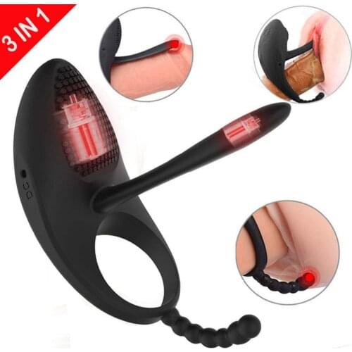 Delayed Ejaculation Penis Vibration Ring Cock Prostata Massage Delay Ejaculation Clitoris Stimulator Anal Beads Sex Toys For man