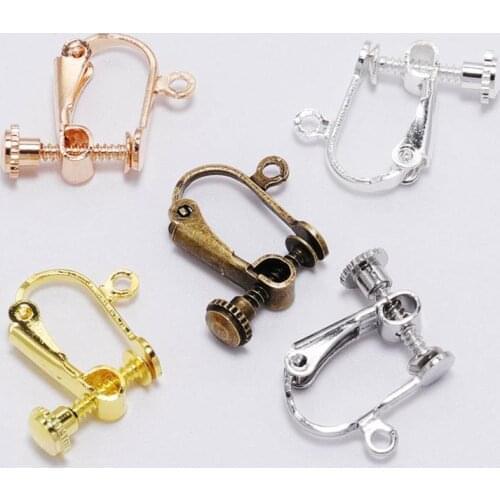10Pcs 15*13mm Screw Brass Screw Ear Clip Earring Settings Earring Base Blank Bezel for DIY Jewelry Making Findings Accessories