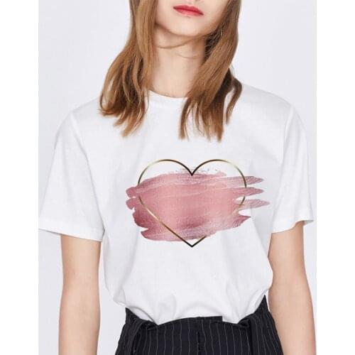 Fashion Heart Flower Print Women Tops Vest tank Summer Casual O-neck Pullover Short Sleeve Korean Style Female T Shirt Clothing