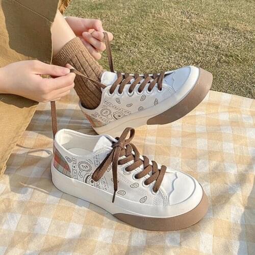 2021 Spring Autumn New Fashion Women Shoes Cartoon Print Canvas Shoes Woman Platform Shoes Women Casual Shoes Sneakers