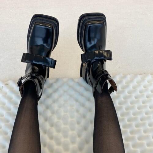 2021 Spring New Ladies Punk Gothic Pumps Platform Thick High Heels Square head Pumps Women Trendy Fashion Street Shoes Woman