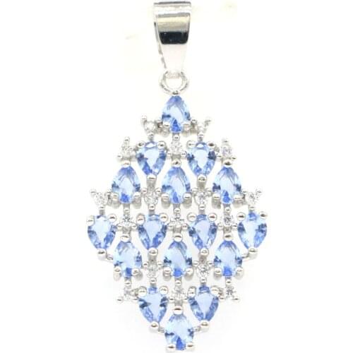 44x16mm Lovely Cute Created 18x13mm Rhodolite Garnet White Cubic Zircon For Womans Bride Jewelry Silver Pendant Drop Shipping