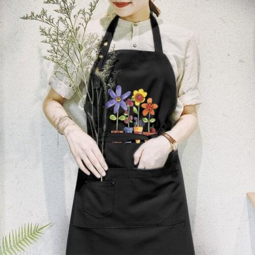 Female Waterproof Kitchen Florist Apron Creative Apron Tea Shop Cotton Manicure Overalls Work Cafe Garden Apron