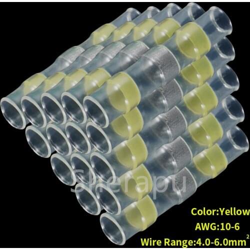 10/50PCS Solder Seal Wire Connectors Heat Shrink Solder Butt Connectors Kit Automotive Marine Insulated Solder Connector