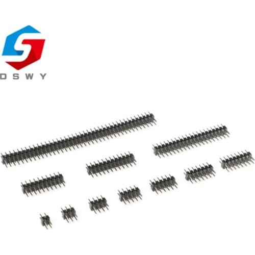 10PCS/Lot 2.0mm Male Header Pins 2*2/3/4/5/6/7/8/10/12/14/15/20/40P 2mm Double Row Pin Header Strip Connector Gold-plated copper