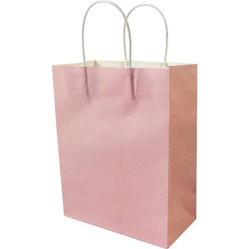 10PCS soft pink paper bag with handle 27*21*11cm DIY Multifunction wedding birthday party gift bag Fashionable paper bags