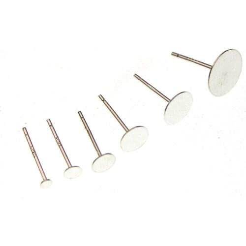 10pcs 925 Sterling Silver Blank Earrings Studs Post Pin for Jewelry Making 2 3 4 5 6 8 mm Pad Earring Tray Settings DIY Finding