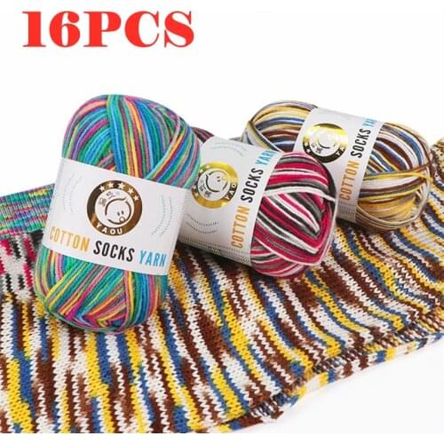 16pcs Knitted Yarn Wholesale 50g Yarn Rainbow Yarn Cotton Yarn for Knitting Needlework Threads Crochet Yarn Cotton Blended Yarn