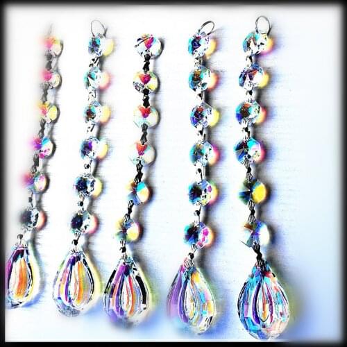 20pcs/lot AB Crystal Glass Octagon Beads With AB Glass Drop Pendants For Out Door Christmas Tree Decoration, Chandelier Pendants