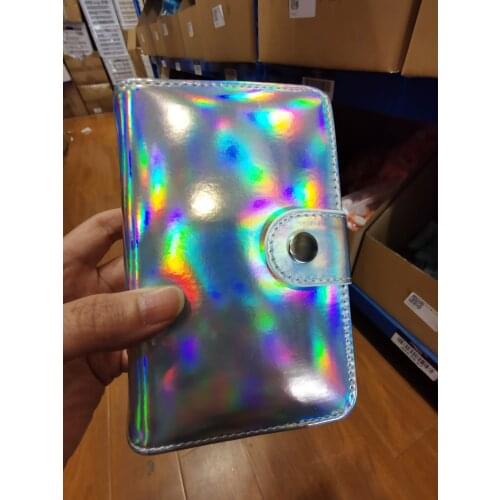 20 Slots Holographic Silver/Pink Nail Stamping Plate Case Laser Rectangle 6*12CM Nail Art Plate Organizer Holder Leather Bag