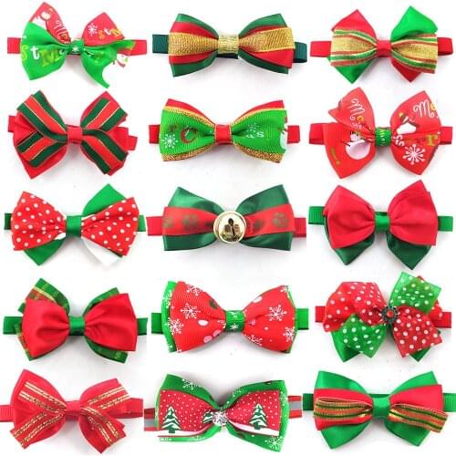 30 Pcs/lot Pet Grooming Accessories Christmas Style Party Dog Cat Bow Ties Adjustable Dog Collar Pet Dog Bowties Dog Supplier