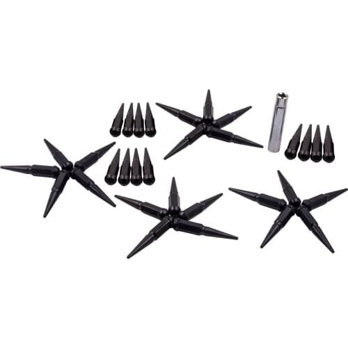 32Pcs M14x1.5 Chrome Solid Steel Spike Lug Nuts 4.5" Tall + 1 Key for Ram 2500