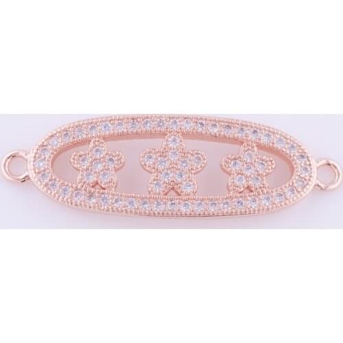 5pcs Trendy Jewelry Bijoux Zircon Flower Charms For Bracelet Women Copper Micro Pave Czech Connectors Diy Berloques Para Pulsera