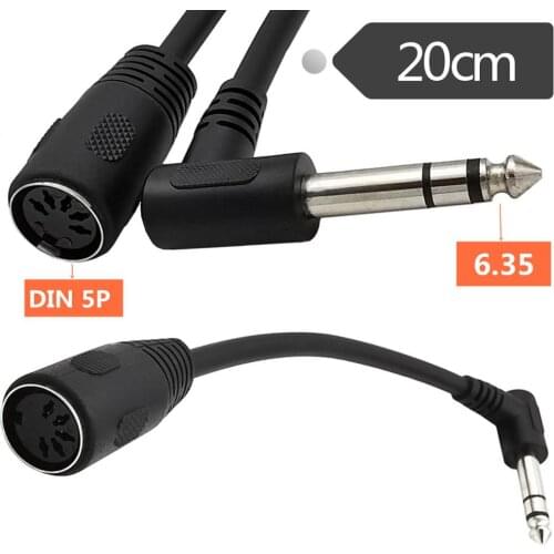 6.35mm STEREO 1/4" JACK PLUG TO 5 PIN MIDI DIN FEMALE SOCKET AUDIO ADAPTER CABLE 0.2M