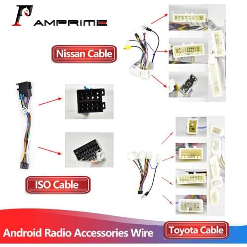 AMPrime Android radio Car Accessories Wire Wiring Harness Adapter Connector Plug universal cable For Nissian Toyota Car