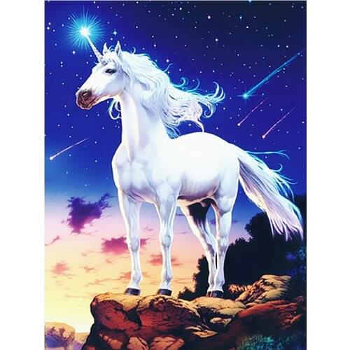White Unicorn Horse Starry Sky Diamond Painting Round Full Drill Nouveaute DIY Mosaic Embroidery 5D Cross Stitch Animal Images