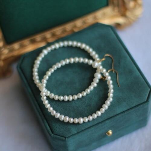 Best seller oversize 60mm solid 925 silver hook tiny natural pearl loop earring women genuine pearl jewelry girl bridal gift