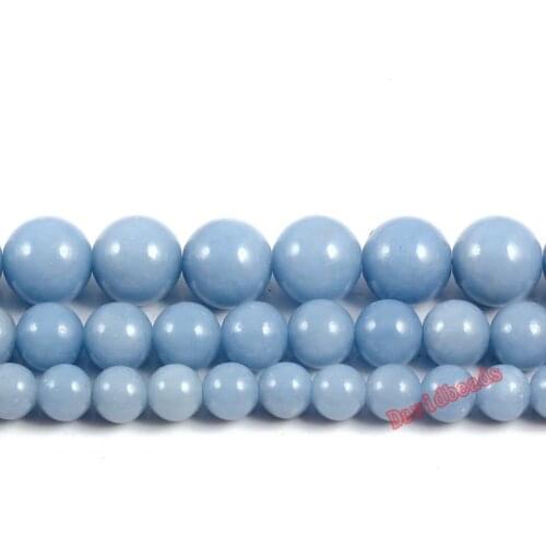 Natural stone A Garde blue Angelite Beads 4 6 8 10 12 MM pick size for jewelry making design fashion stone DIY bracelet