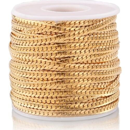 1 Meter Stainless Steel Textured Snake Curb Chains Embossing 4mm Gold Flat Cuban Link Chain for DIY Jewelry Making Supplies