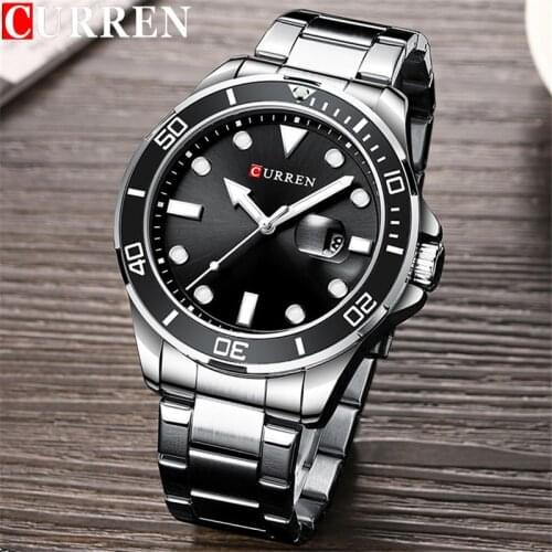 CURREN Sport Men Watch Top Brand Luxury Silver Black Military Waterproof Male Clock Stainless Steel Quartz Man Wristwatch 8388