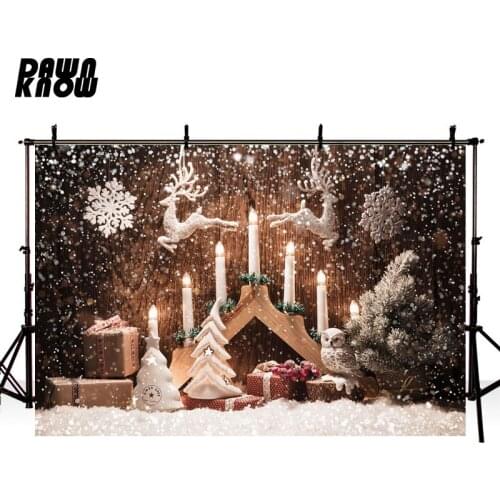 DAWNKNOW Candle Snow Christmas Photography Background Backdrop For Baby Family Celebrations Event Photocall Customize lv1157