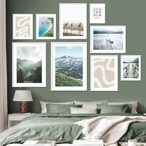 Mountain Forest Sea Reed Quote Landscape Wall Art Canvas Painting Nordic Posters And Prints Wall Pictures For Living Room Decor