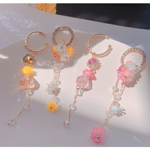 Shiny Side New Accessories Pierced Crystal Stud Earrings For Women Simple Style Gift Irregular Flower Long Earrings