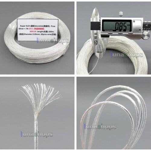 5m 26AWG Ag99.9% Acrolink Pure Silver plated +7N OCC Copper Signal AFT Wire Cable 65/0.05mm2 Dia:0.85mm For DIY LN005194