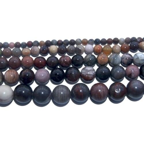 Natural Petrified Wood Stone Round Loose Beads 4 6 8 10 12 MM Pick Size For Jewelry Making DIY Bracelet Necklace Material